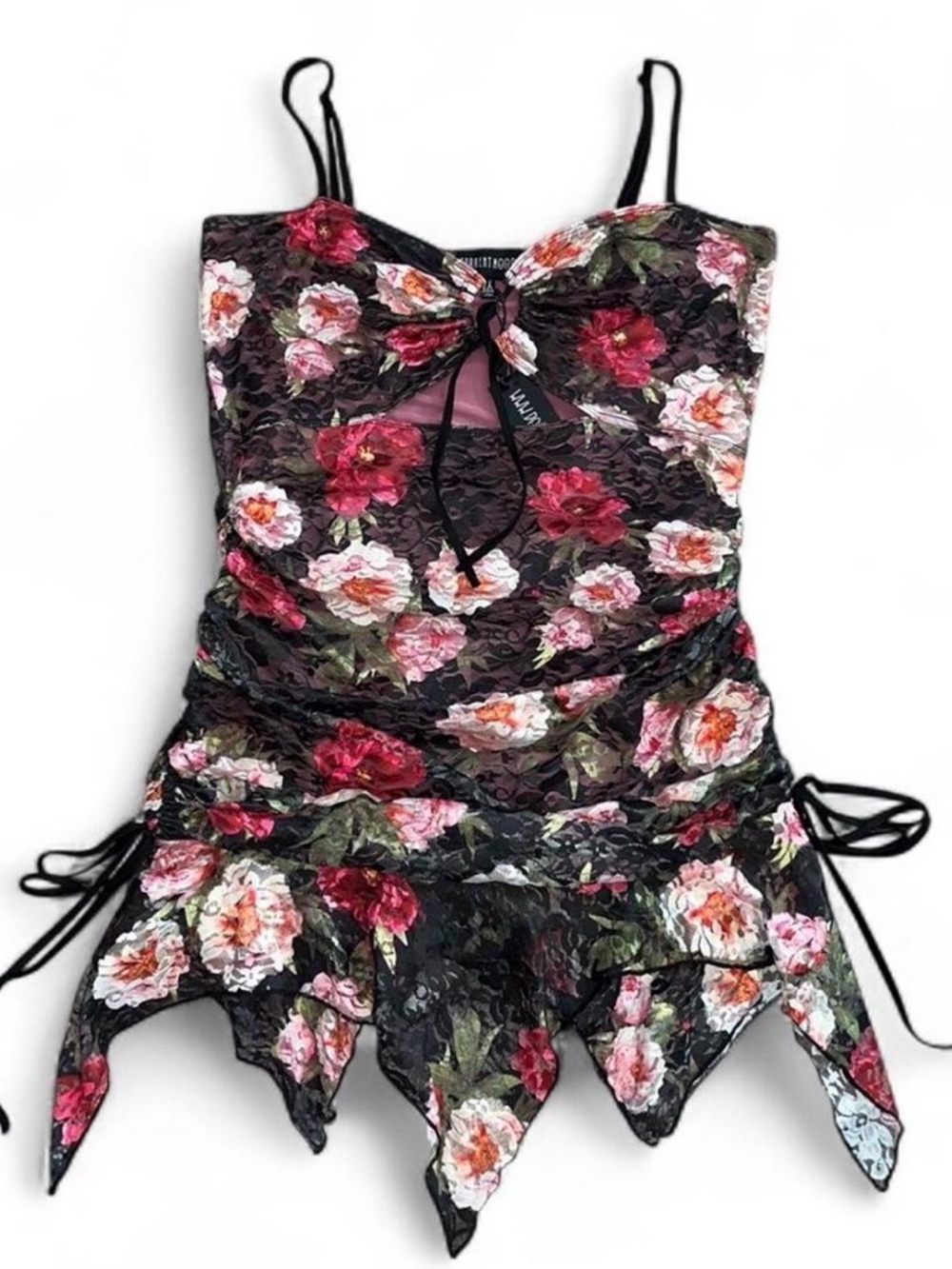 NWT Current Mood Plus Size 2x Lace Floral Mini Dress with Drop Waist & Cut-Out